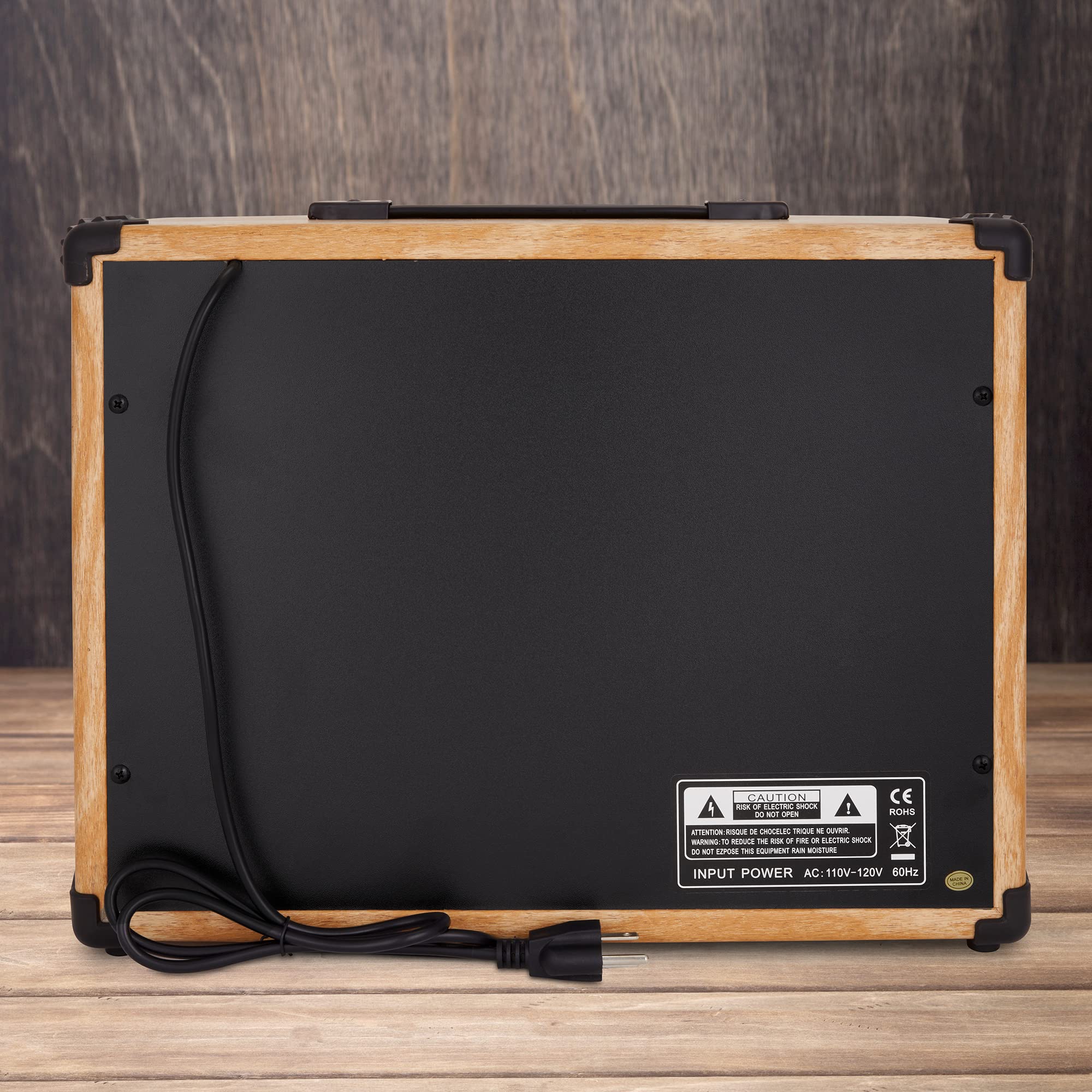 LyxPro 40 Watt Electric Guitar Amplifier - Solid State Studio Amp with 8” 4-Ohm Speaker, Custom EQ, Drive & Delay Effects, ¼” Inputs for Passive/Active/Microphone, Aux & Headphone Jack - Natural Finish | Perfect for Home Practice, Studio Recording & Live Performances