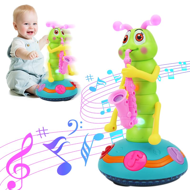 **Electric Caterpillar Saxophone Toy for Kids - LED Light-Up Dancing Musical Instrument, Sensory Toy for Toddler Boys & Girls (Pink, 1-Pack) - Perfect for Birthday Gifts, Early Learning & Playtime Fun**