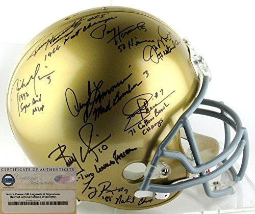 Authentic Notre Dame Fighting Irish Riddell Full Size Football Helmet Signed by 8 Legendary Players - Perfect for Collectors, Sports Memorabilia Displays & Fighting Irish Fans