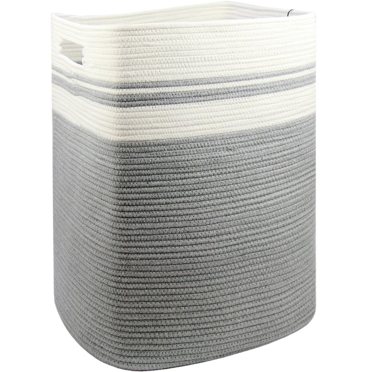 Casaphoria Woven Rope Laundry Hamper Basket - 16x13x22 Inches Light Gray - Stylish Clothes & Blanket Storage Organizer for Bedroom, Living Room & Bathroom - Perfect for Dirty Laundry, Towels & Home Decor
