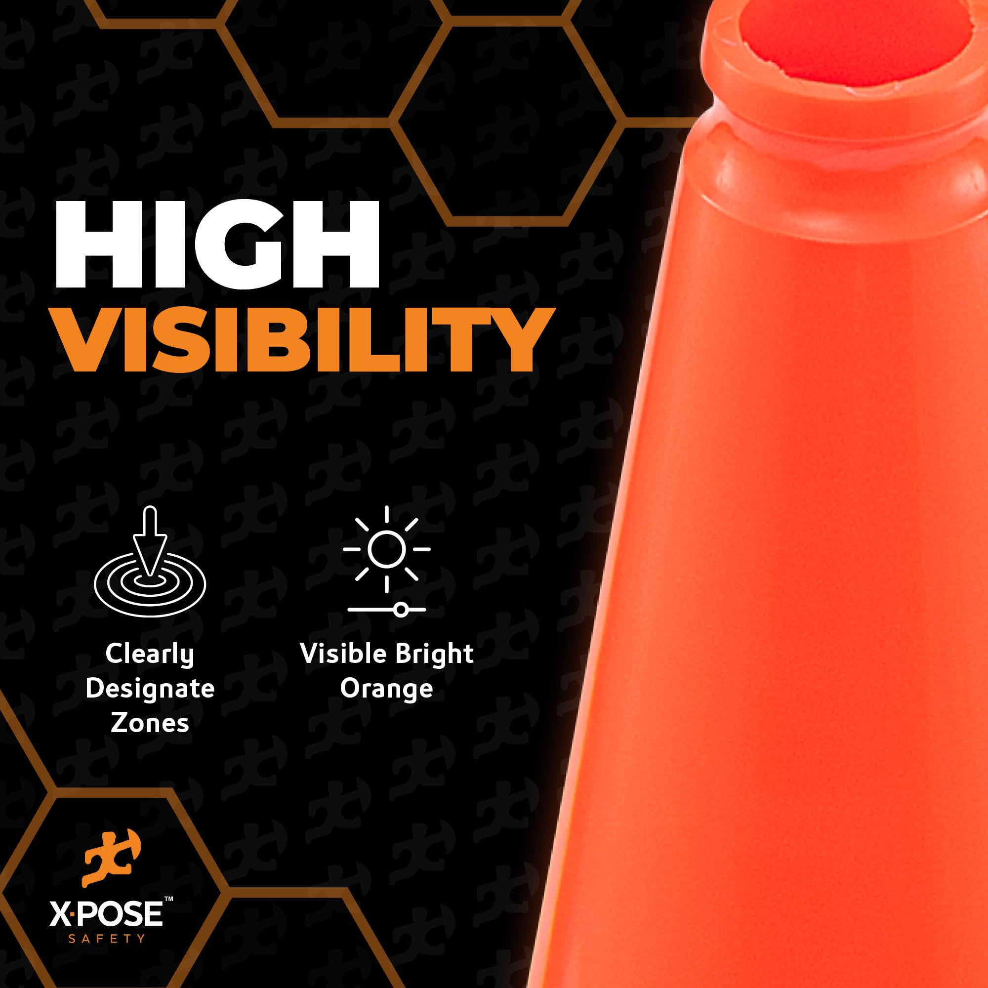 18 Inch Orange Traffic Cones 24-Pack - Heavy Duty PVC Plastic Safety Cones for Parking, Construction, Sports & Road Safety - MUTCD Compliant Safety Equipment - Perfect for Traffic Control, Soccer Games, School Zones & Work Zones - Xpose Safety