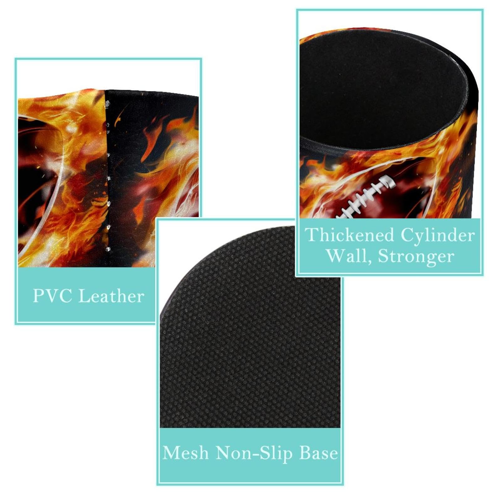 Premium Pen Holder for Desk - Stylish Pen Organizer with American Football & Fire Design - Perfect Desk Accessories for Office, Home & School Organization