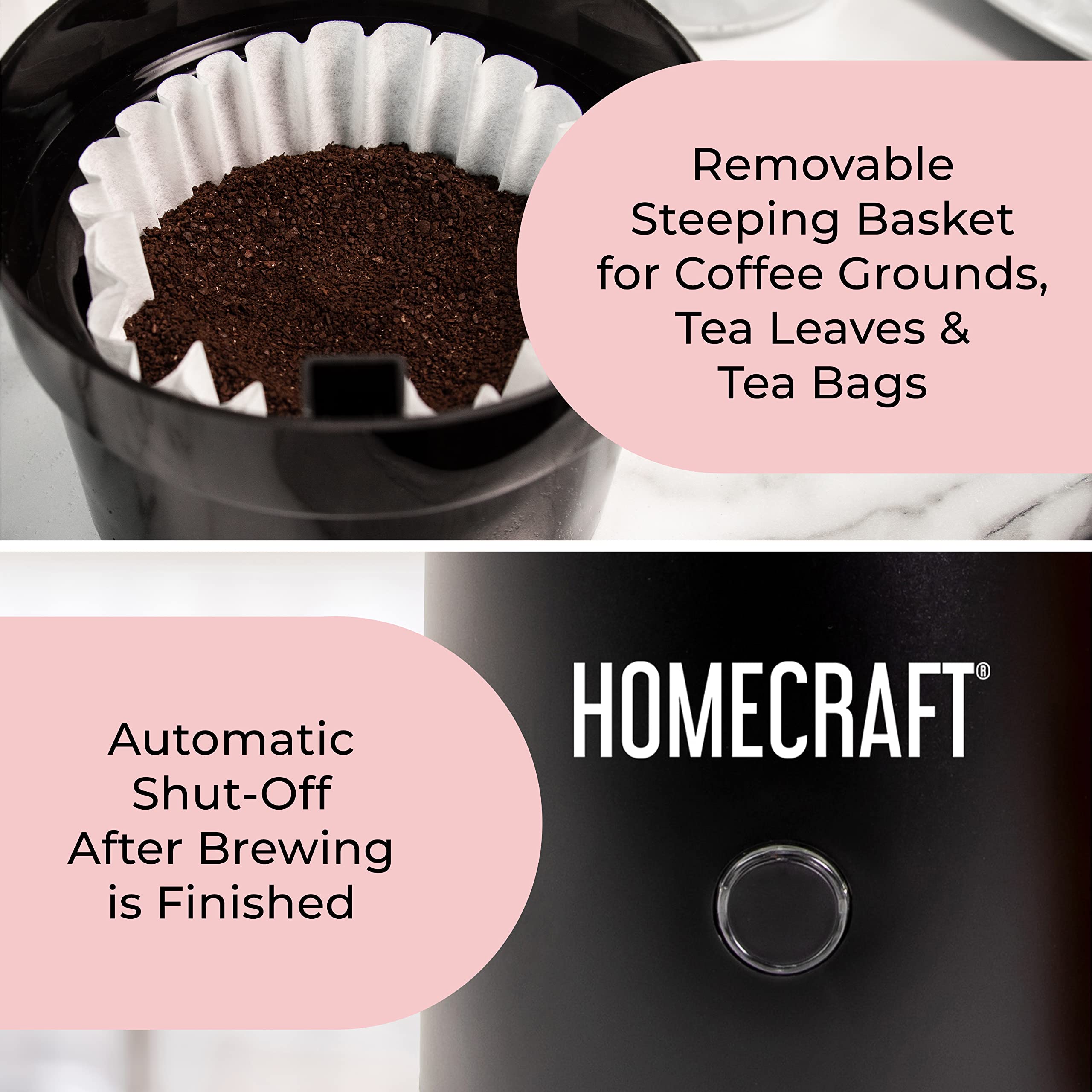 Homecraft Electric Iced Tea Maker - Fast Brewing for Sweet Tea & Cold Brew Coffee - Double Insulated 32oz Pitcher - BPA-Free & Energy Efficient - Perfect for Home, Office & Outdoor Gatherings - Black, Small Size