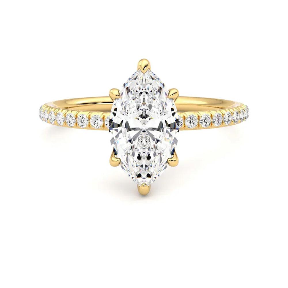 Stunning 6-Prong Marquise Cut Moissanite Engagement Ring with Hidden Anniversary Stone - Perfect for Proposals, Weddings & Anniversary Gifts
