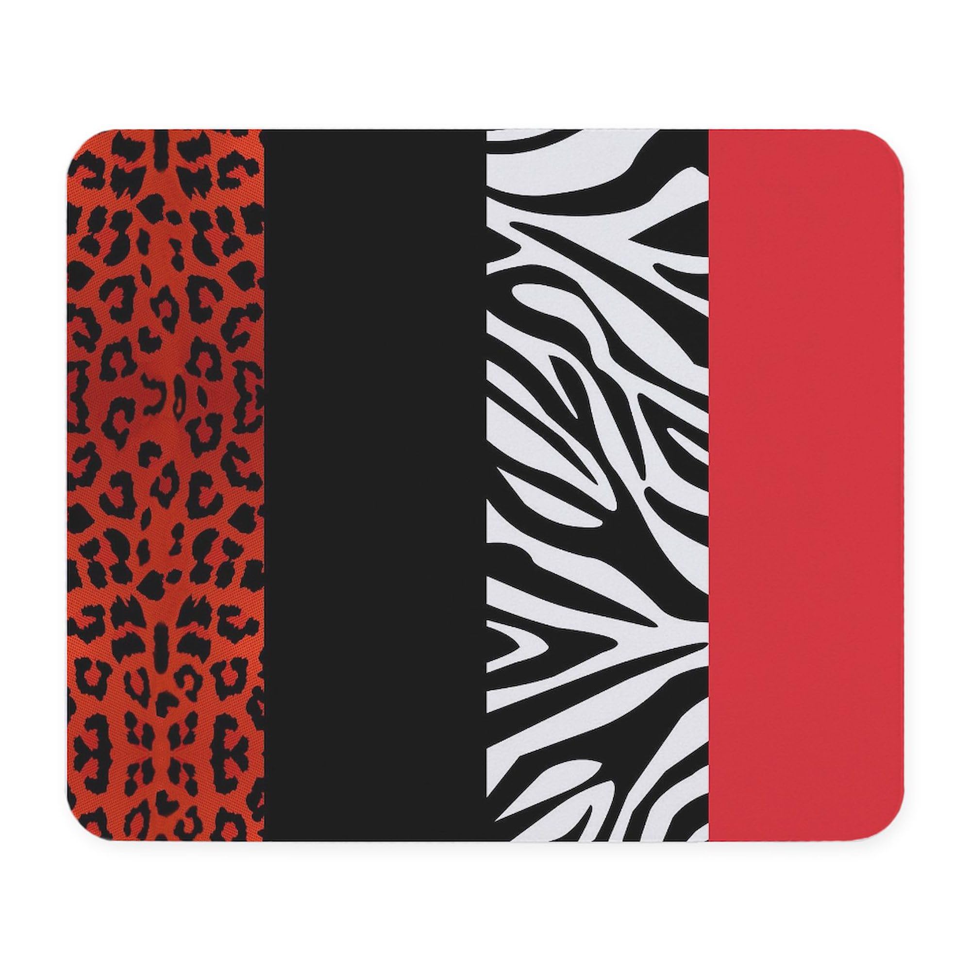 Red Leopard & Zebra Print Non-Slip Rubber Gaming Mouse Pad - Animal Themed Computer Accessory for Office, Home & Gaming Setup
