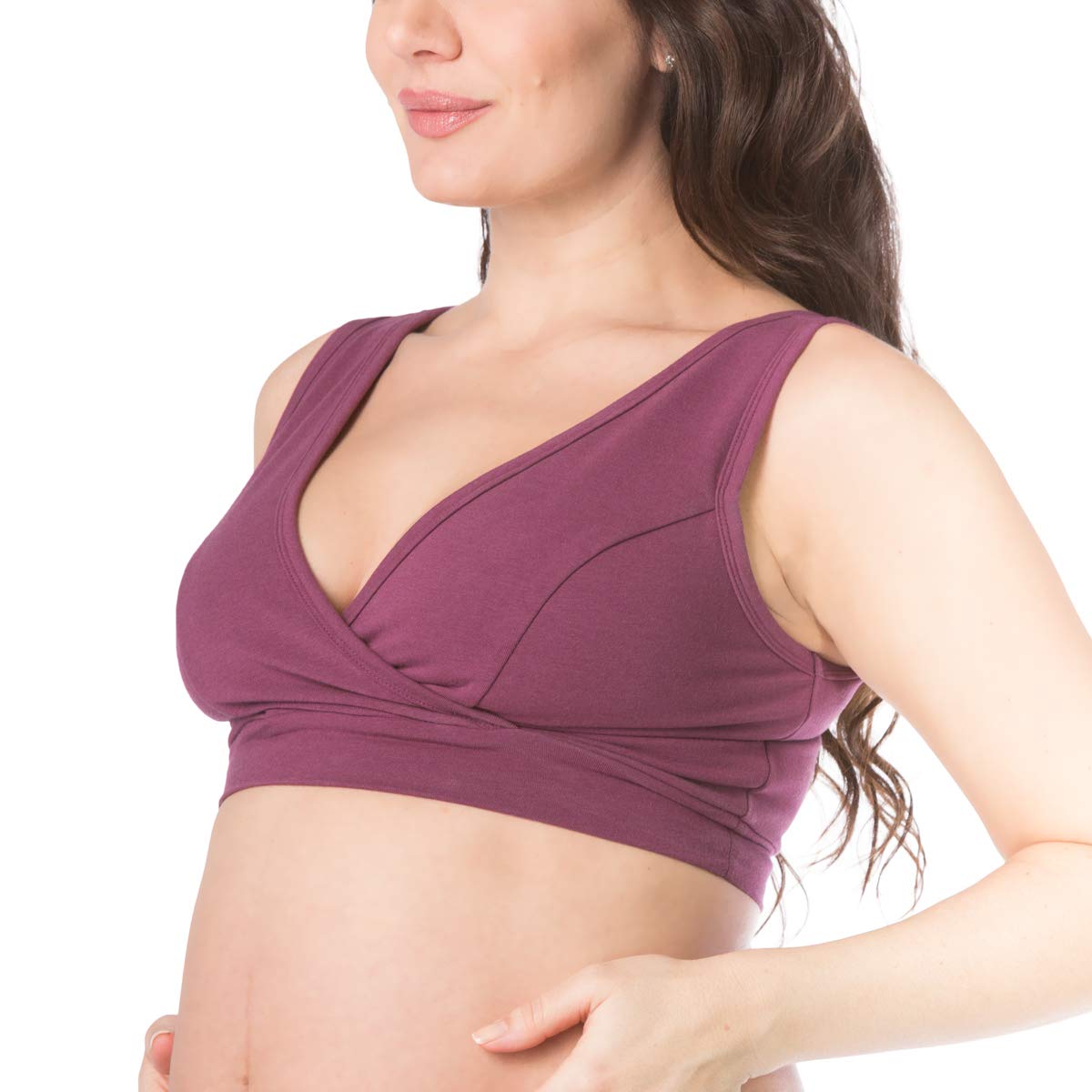 Fishers Finery Women's Wireless Maternity Nursing Bra - Comfortable & Supportive for Pregnancy & Breastfeeding - Includes Nursing Pads - Perfect for Daily Wear, Sleeping & Postpartum Recovery