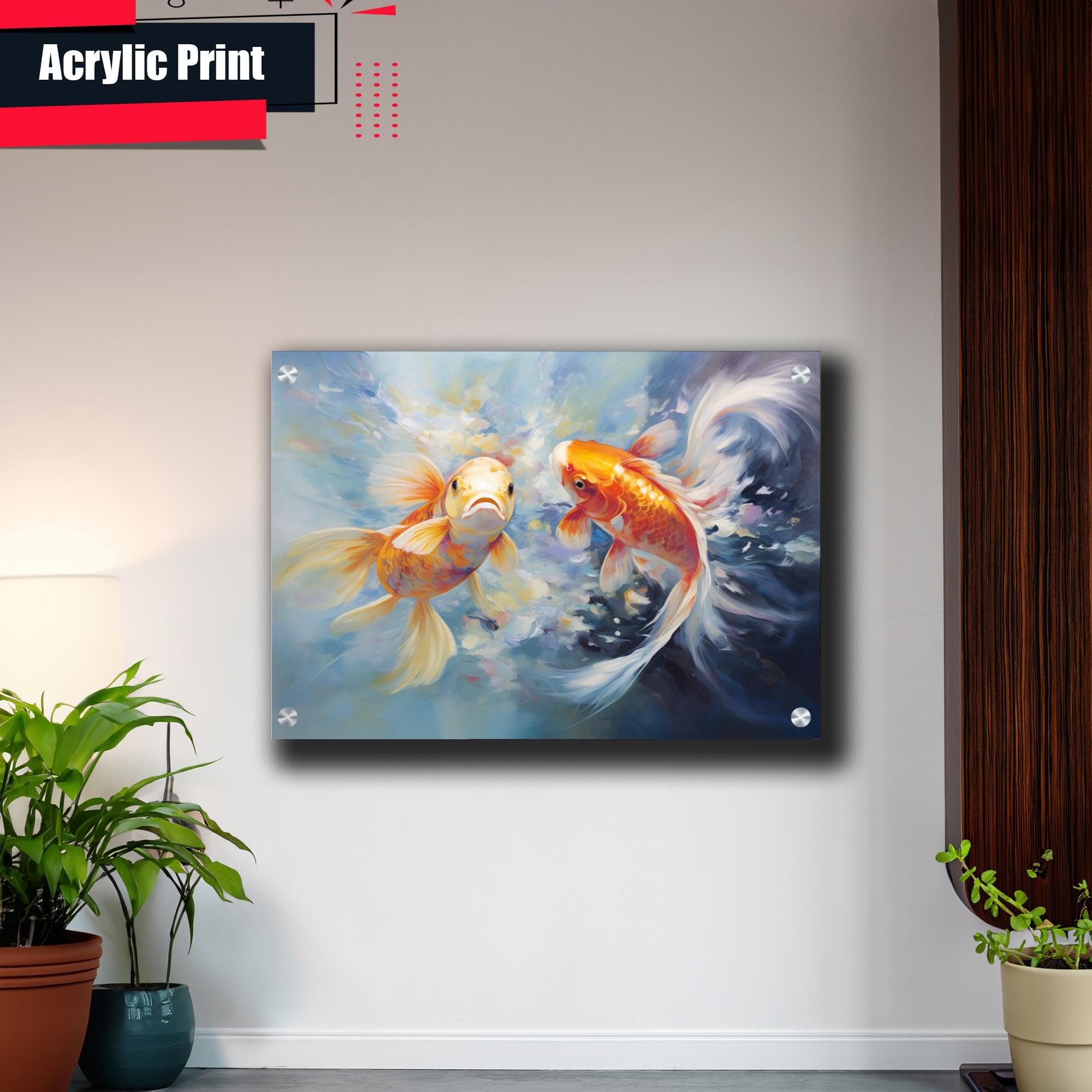 Japanese Koi Fish Art Print - Zen Wall Decor for Home & Office | Koi Pond Poster, Asian Wall Art, Fish Wall Decor for Living Room, Bedroom & Meditation Space