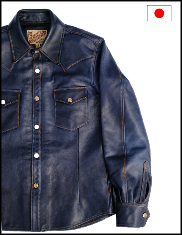 Premium Pablo Indigo Horse Hide Western Shirt - Authentic Cowboy Style for Men | Perfect for Rodeo, Country Music Festivals & Western Fashion