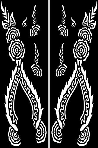 Premium Henna Tattoo Stencil Kit for Hands, Body, Fingers & Face - Temporary Mehndi Art for Kids, Women & Girls - Design Tatto-73 in Black (Medium Size) - Perfect for Parties, Weddings & Festive Celebrations