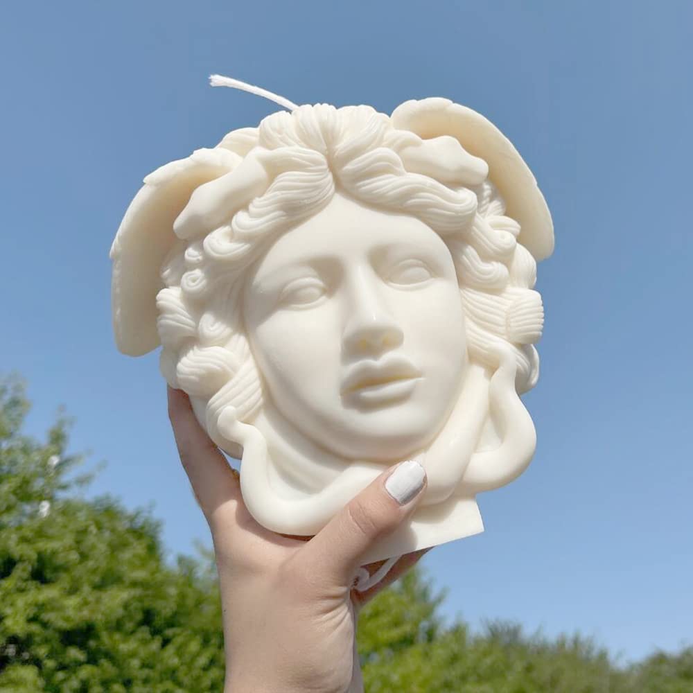 Large Medusa Snake Hair Face Silicone Molds for DIY Candle Making - Abstract Goddess Silicone Molds for Aroma Gypsum, Home Decor & Art Crafts - Perfect for Halloween Decorations, Greek Mythology Themed Parties & Handmade Gift Making