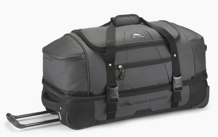 High Sierra 28-Inch Drop Bottom Duffle Bag - Water-Resistant Travel Duffel with Multiple Pockets for Gym, Sports, Camping & Weekend Trips