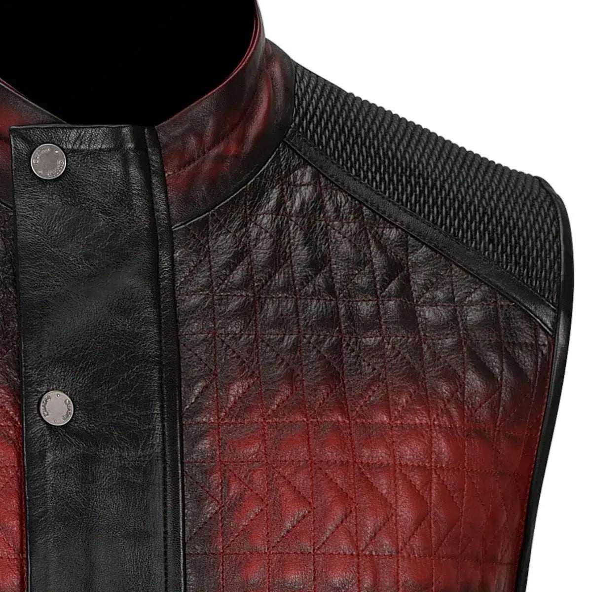 Men's H295COB Cuadra Red Casual Fashion Quilted Goat Leather Racer Vest - Stylish Jacket for Motorcycle Riding, Outdoor Adventures & Streetwear Fashion