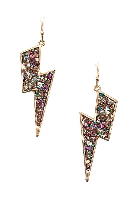 FME191 Sparkling Crystal Thunderbolt Stud Earrings for Women - Fashion Jewelry Gift for Birthday, Party & Everyday Wear