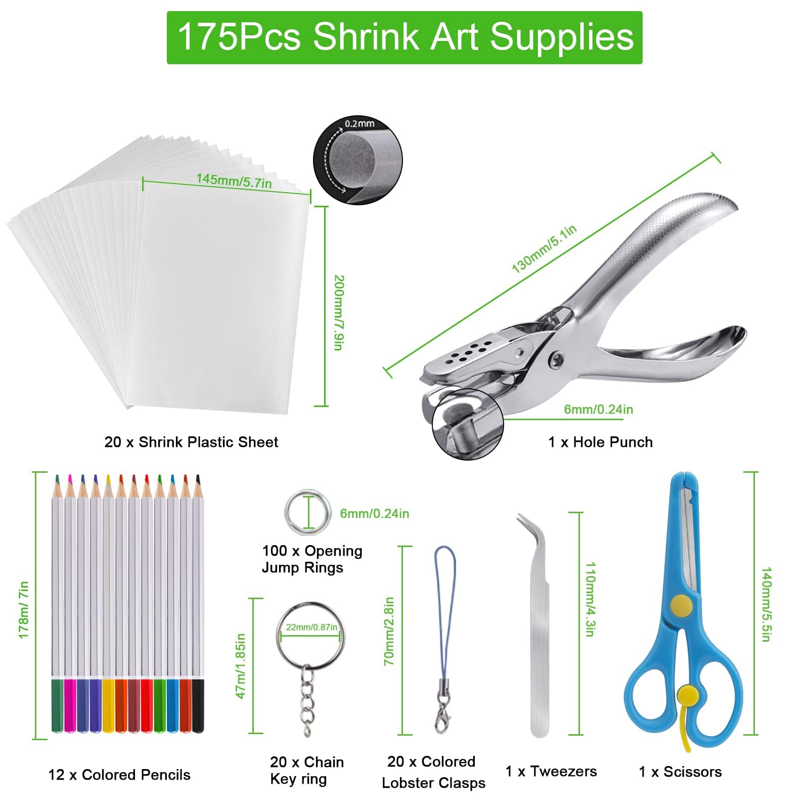 Shrinky Dinks Craft Kit - 25pcs Shrink Plastic Sheets with Tools for DIY Keychains, Jewelry & Art Projects | Heat Activated Shrink Film for Creative Crafts, Gifts & School Activities