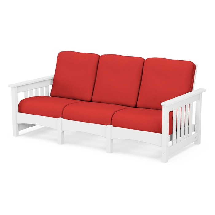 POLYWOOD Mission Sofa - Durable Outdoor Furniture Set for Patio, Garden & Poolside - Weather-Resistant Recycled Plastic Loveseat with Cushions - Perfect for Backyard, Deck & Porch Relaxation