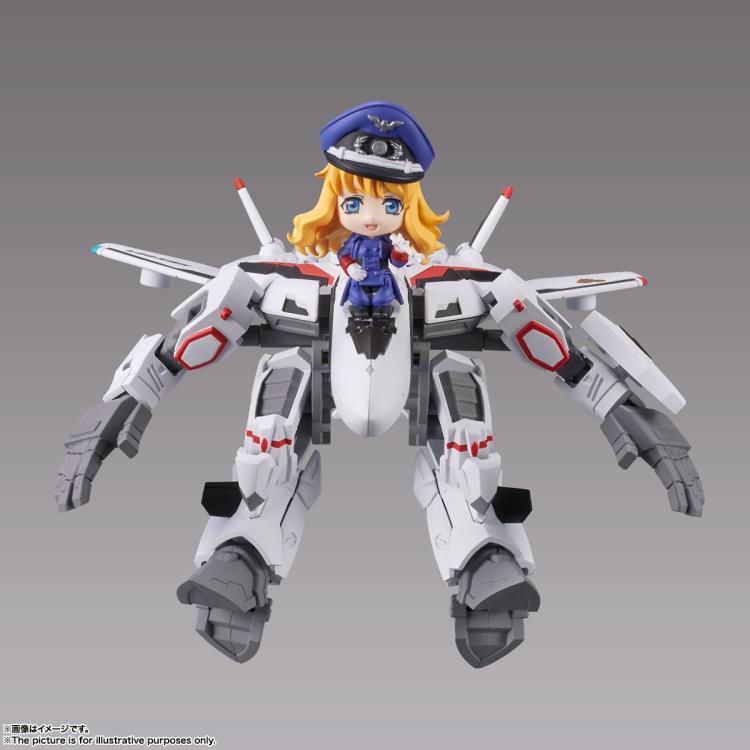 Bandai Tiny Session Macross Frontier VF-25F Messiah Valkyrie (Alto Custom) & Sheryl Nome Action Figure Set - Anime Collectible for Display & Play - Perfect for Fans, Model Enthusiasts, and Gift Giving
