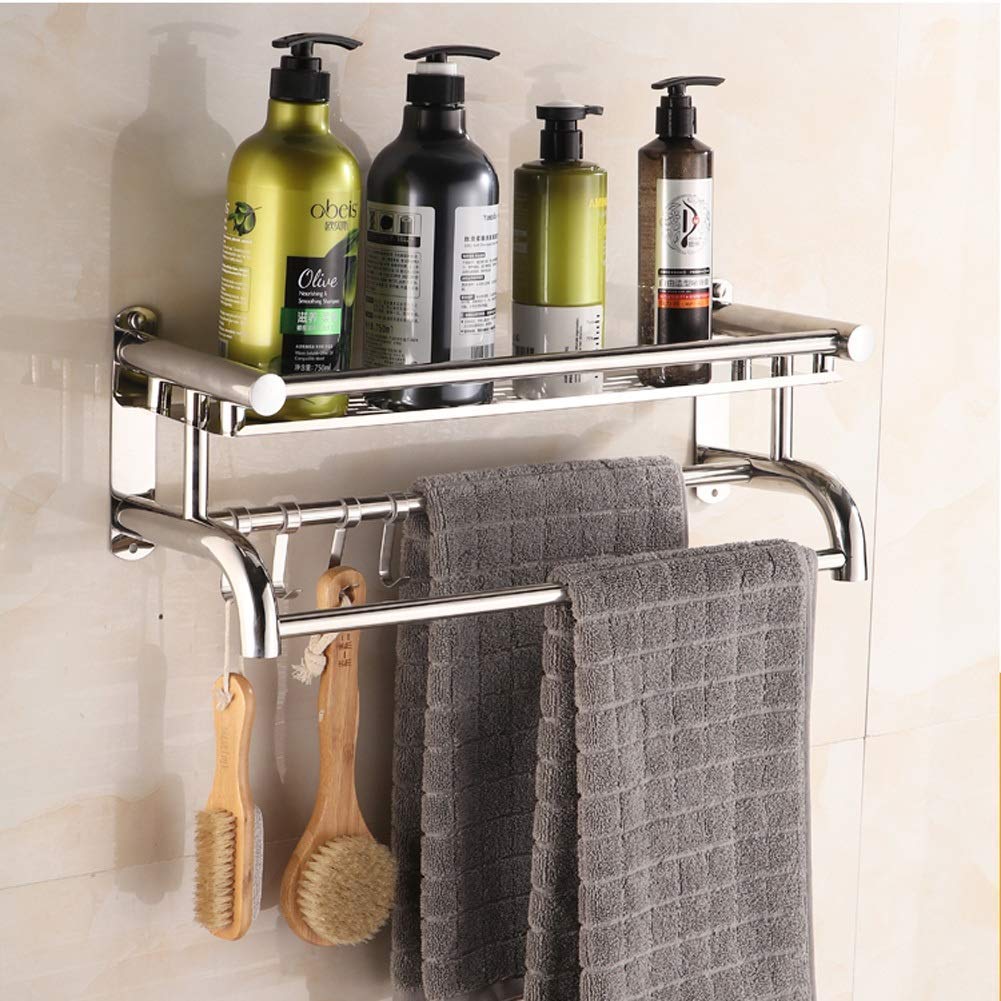 GANE Bathroom Storage Shelf - 3-Tier Wall Mounted Chrome Towel Rack & Bath Organizer (40cm) | Rust-Proof Space Saving Solution for Showers, Bathtubs & Small Bathrooms
