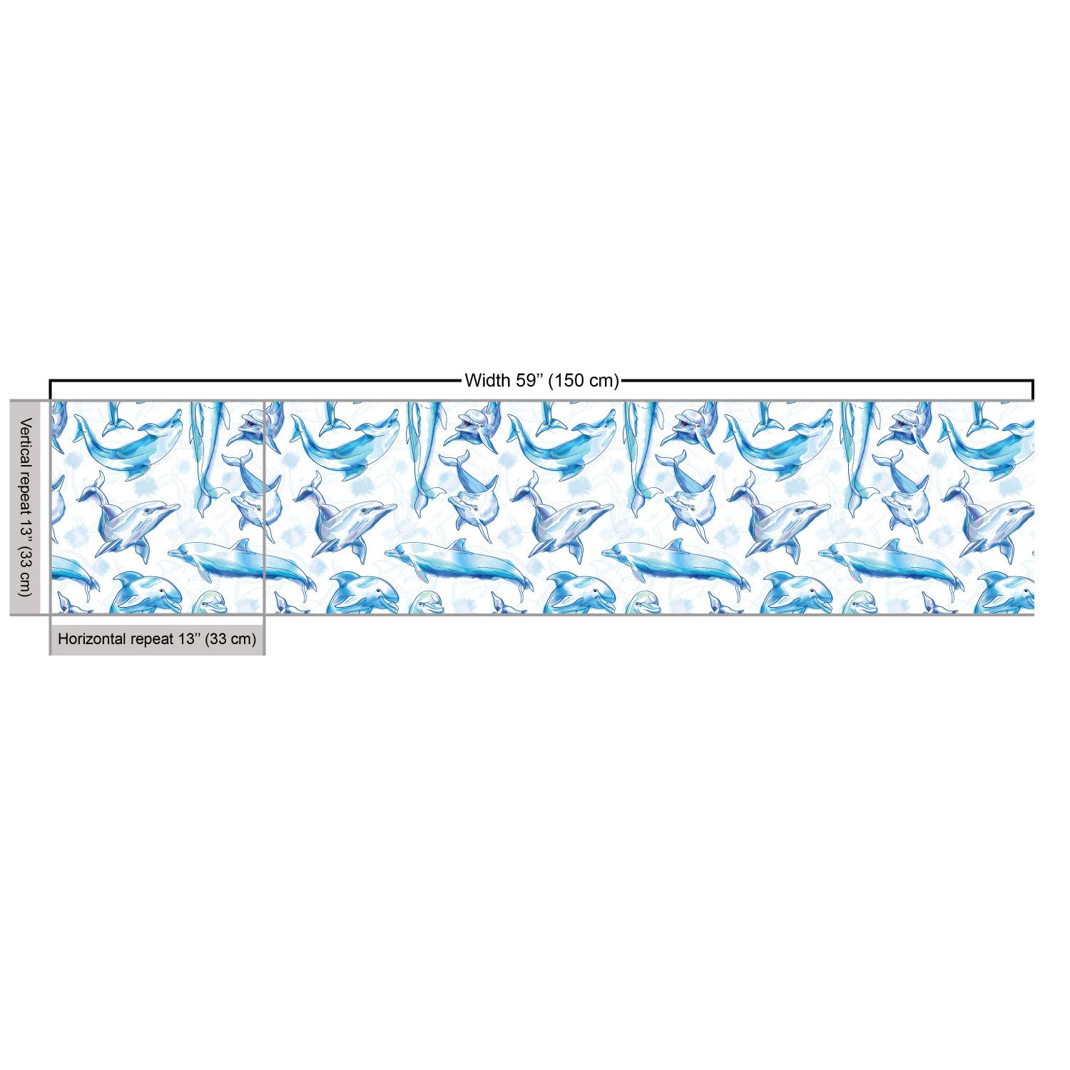 Ambesonne Sea Animals Fabric by The Yard - Sketch of Bottlenose Dolphins Playing in Ocean, Turquoise & White Decorative Upholstery Fabric for Sofa, Curtains, Pillows (10 Yards) - Perfect for Coastal Home Decor & Marine-Themed DIY Projects