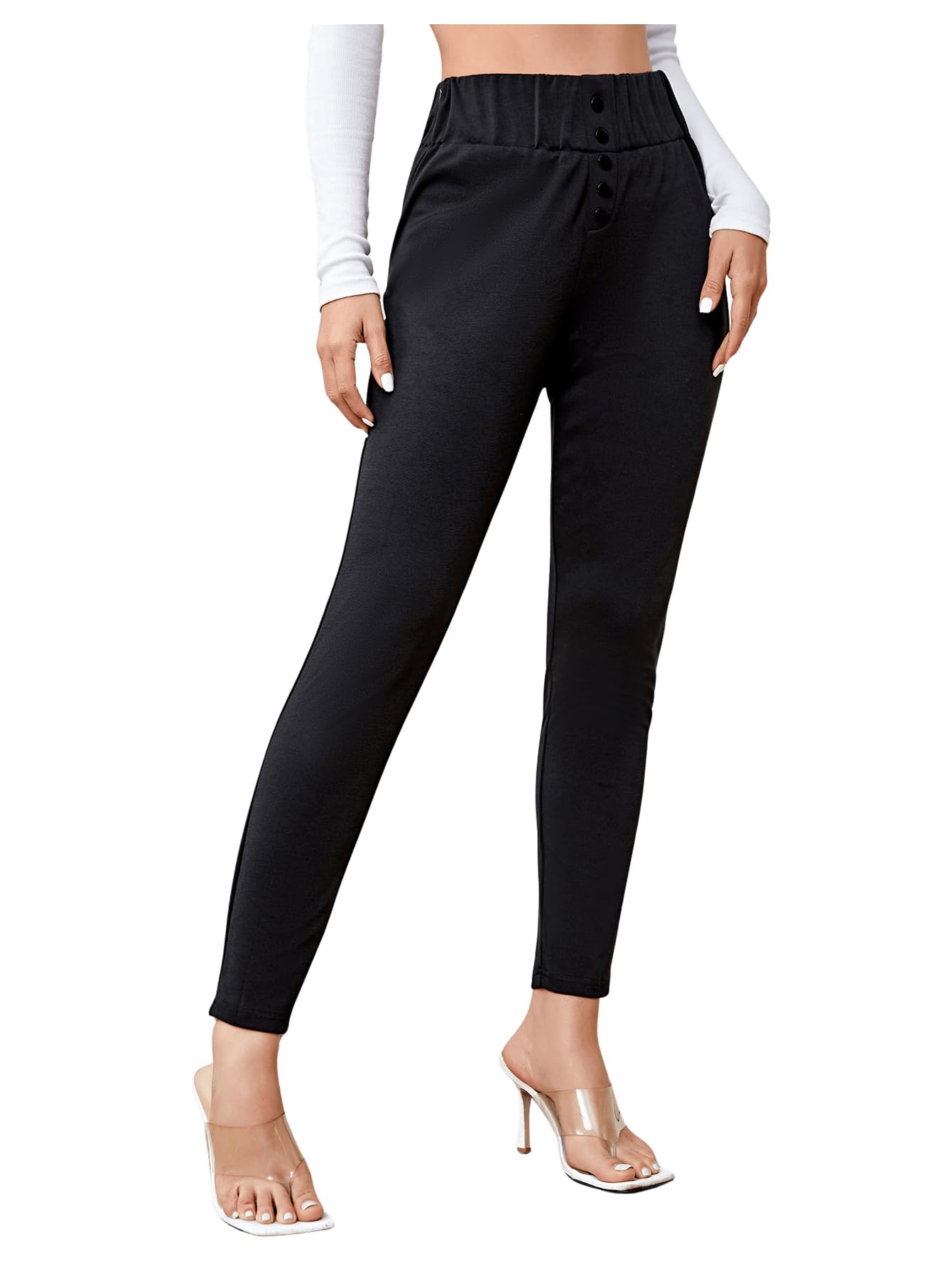 SweatyRocks Women's High Waisted Stretchy Skinny Leggings - Casual Workout Pants for Yoga, Running & Gym - Comfortable & Breathable Activewear