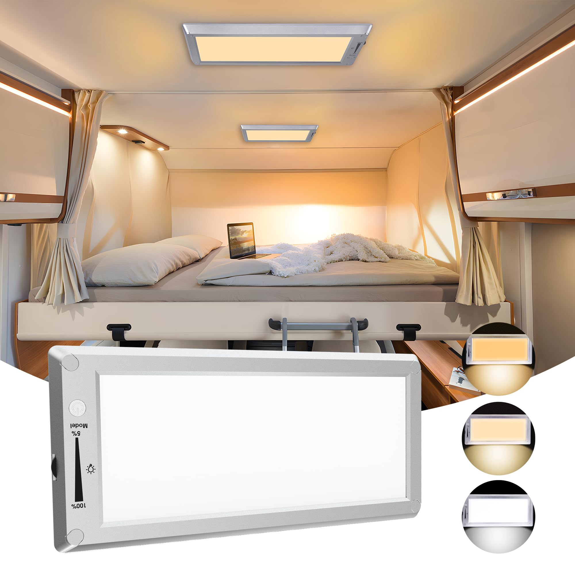 12V RV Interior LED Lights - 12 Volt Camper Dome Lights with Switch for RV, Camper, Trailer & Boat | Energy-Efficient Ceiling Fixtures for Night Driving & Cozy Cabin Lighting