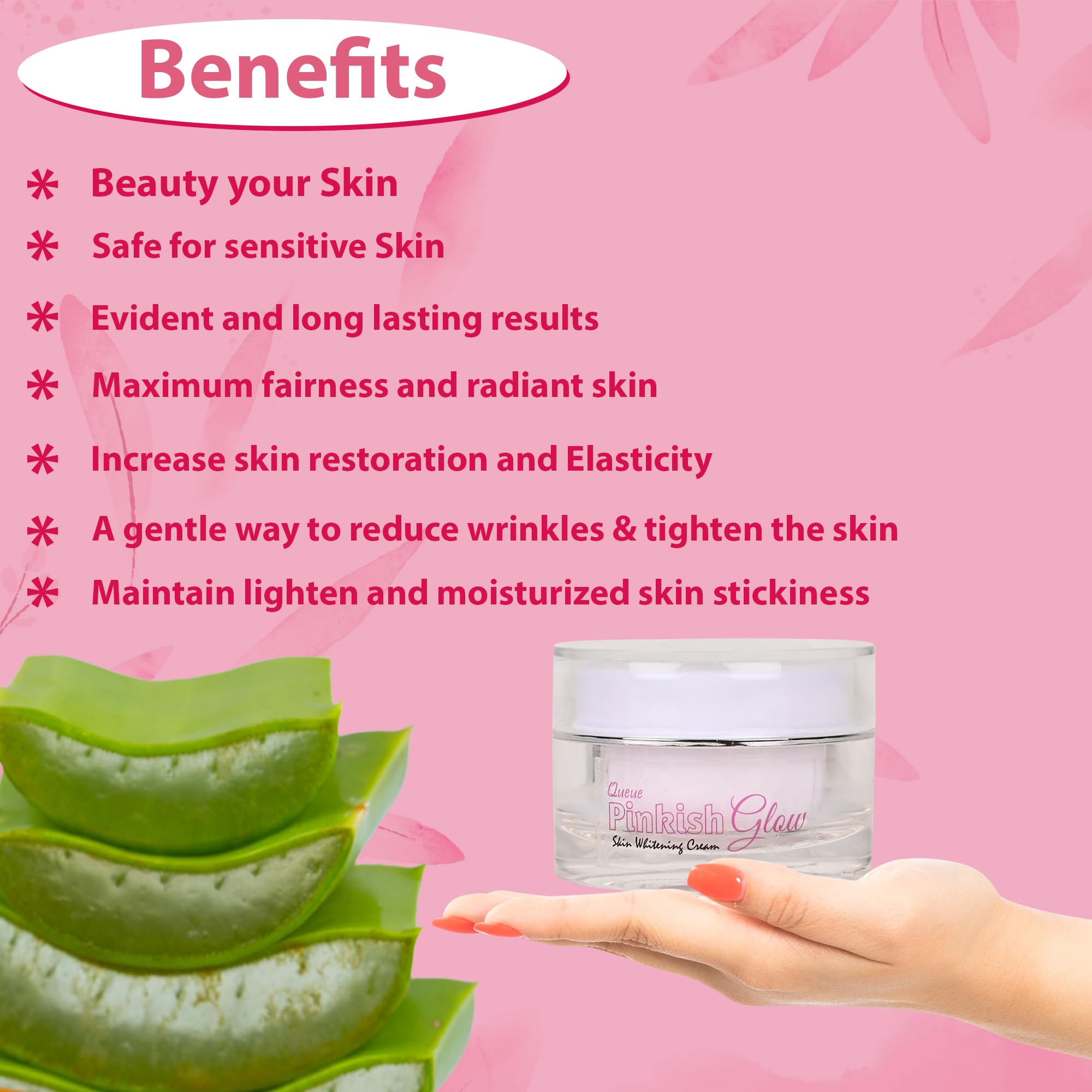 Pinkish Glow Cream - Brightening & Whitening Face Cream with Glutathione for Even Skin Tone | Day & Night Moisturizer for Radiant Complexion