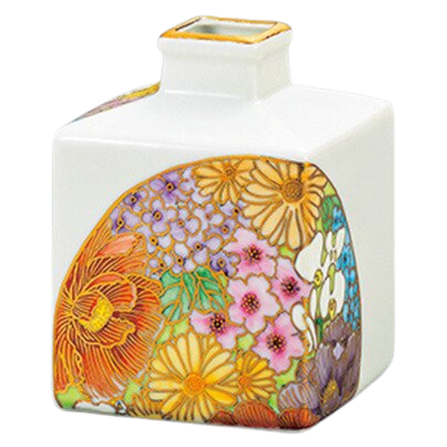 Authentic Japanese Kutani Ware Porcelain Single Flower Vase - Miyaka Collection | Elegant Home Decor for Living Room, Dining Table & Office Desk