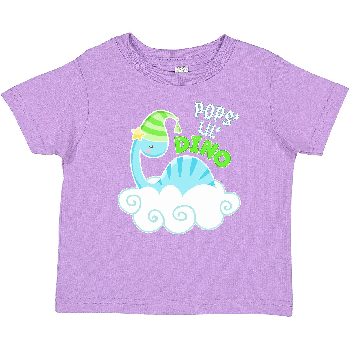 Inktastic Pop's Lil' Dino Cute Blue Baby Dinosaur T-Shirt - Soft Cotton Tee for Toddlers & Kids - Perfect for Playdates, Daycare & Family Outings
