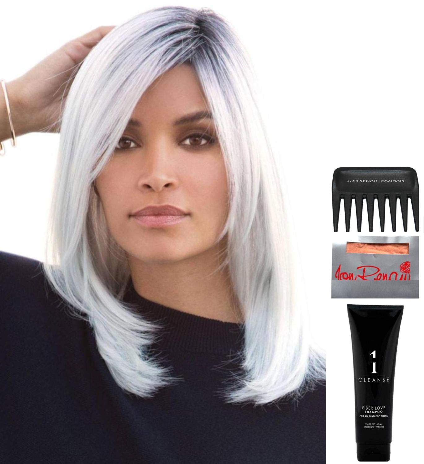 Rene Paris Dakota Synthetic Wig Bundle - 5 Piece Set with Rose-Gold-R Wig, Christy's Wigs Q&A Booklet, 2oz Travel Size Wig Shampoo, Wig Cap & Wide Tooth Comb | Perfect for Cosplay, Costume Parties & Everyday Wear