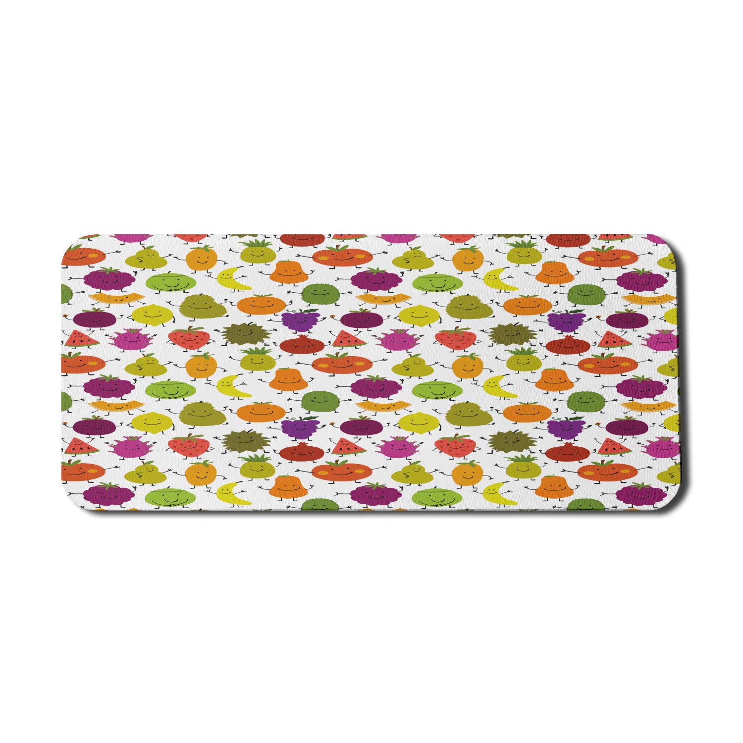 Ambesonne Funny Computer Mouse Pad - Colorful Smiling Fruit Characters Pattern, Non-Slip Rubber Gaming Mousepad (35