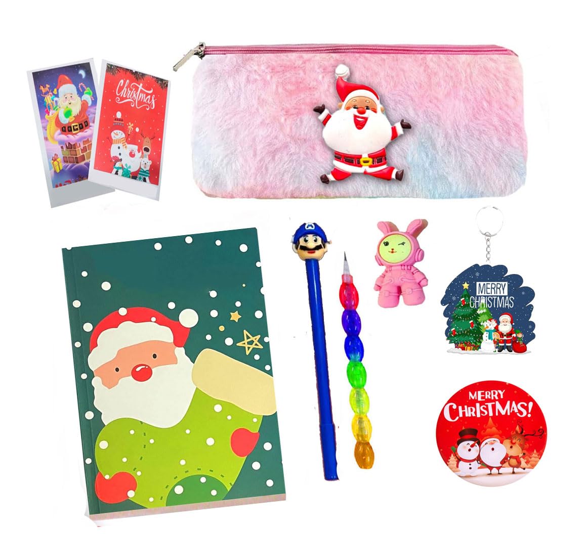 SHUDAUSHI® Santa Claus Themed School Stationery Kit for Kids - 24pcs Christmas Pencils, Erasers, Rulers & More - Perfect Holiday Classroom Gifts, Stocking Stuffers & Party Favors (Style 7)