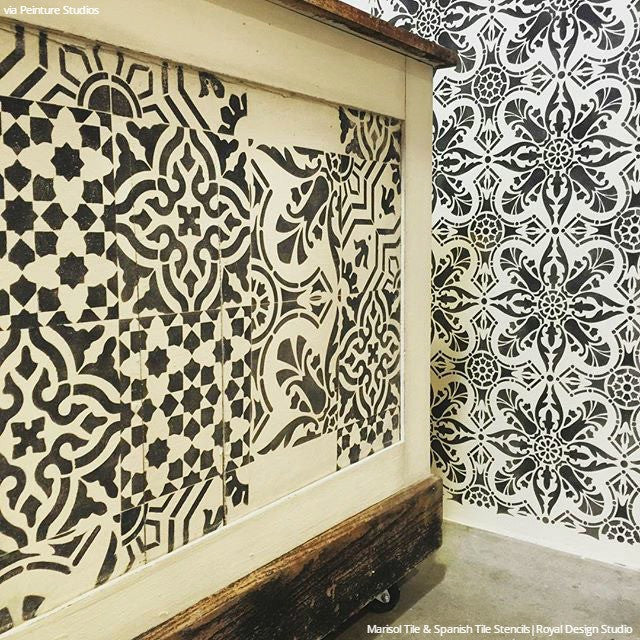 Spanish Tile Stencil Set for DIY Home Decor - Reusable Painting Templates for Walls, Floors & Furniture - Perfect for Mediterranean, Moroccan & Spanish Style Designs