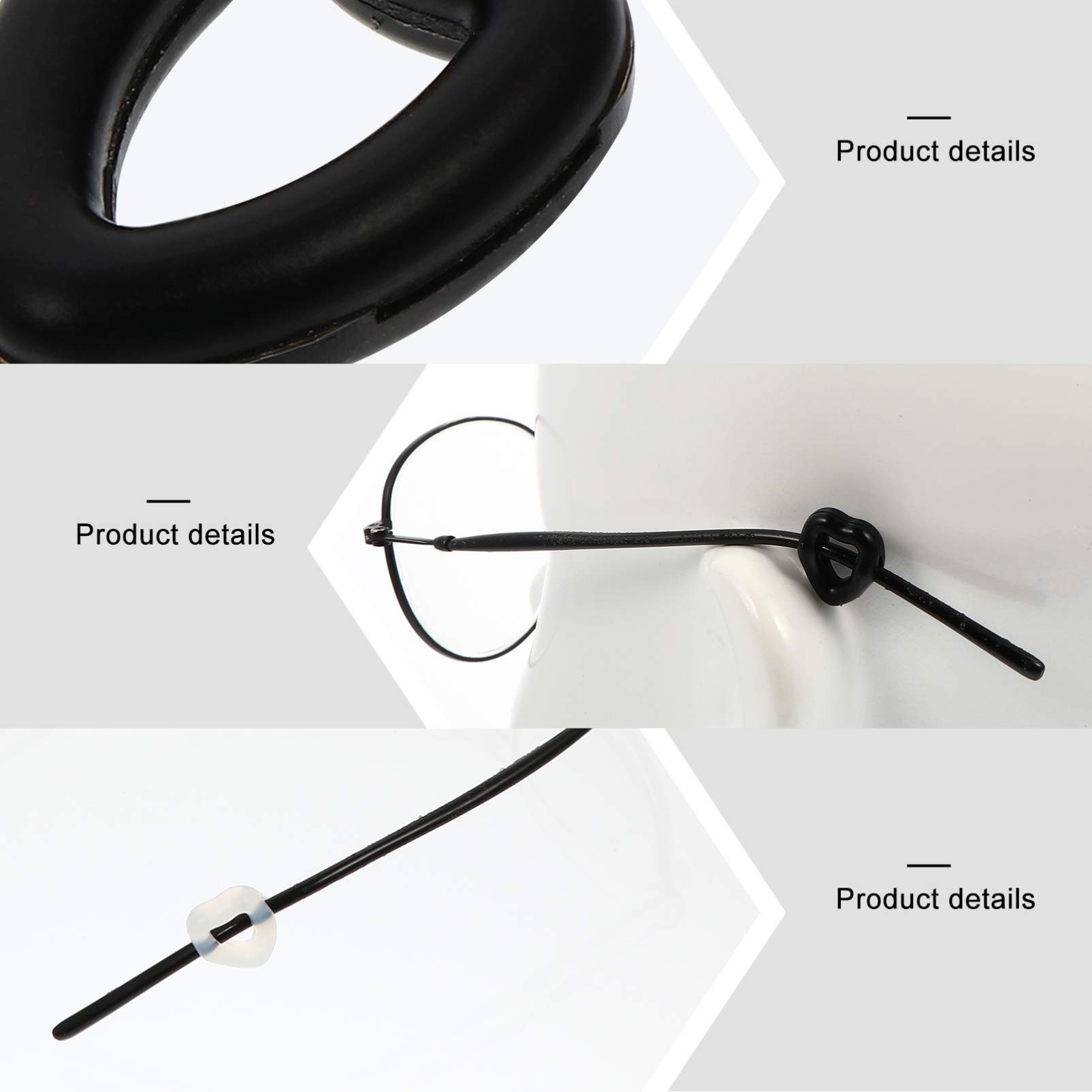 Heart Shaped Women's Sunglasses - 12 Pairs with Ear Grips & Anti-Slip Retainer - Black & White Cat Eye Glasses for Outdoor Activities, Beach & Fashion Accessories