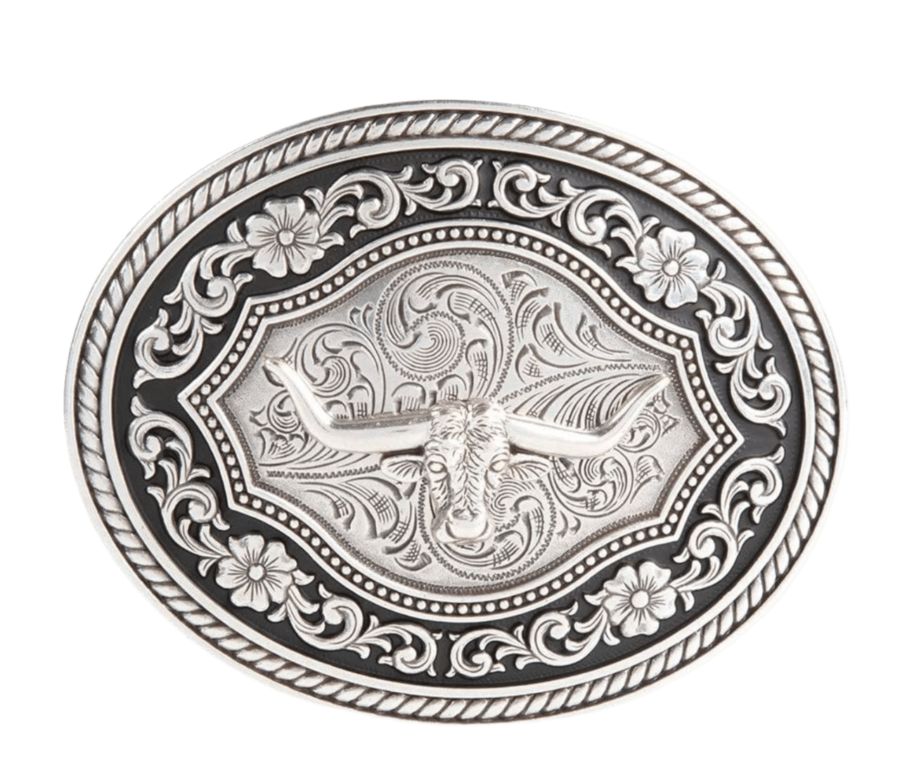 Nocona Silver Longhorn Floral Buckle Western Belt for Men & Women - Perfect for Cowboy Boots, Rodeo Events & Country Style Outfits