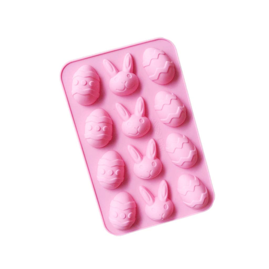 Easter Bunny Egg Shaped Silicone Chocolate Mold - BPA Free Baking Mould for Hot Chocolate Bombs, Candy, Cake, Jelly & Ice Cubes | Perfect for Holiday Baking, DIY Desserts & Party Treats (Pink)