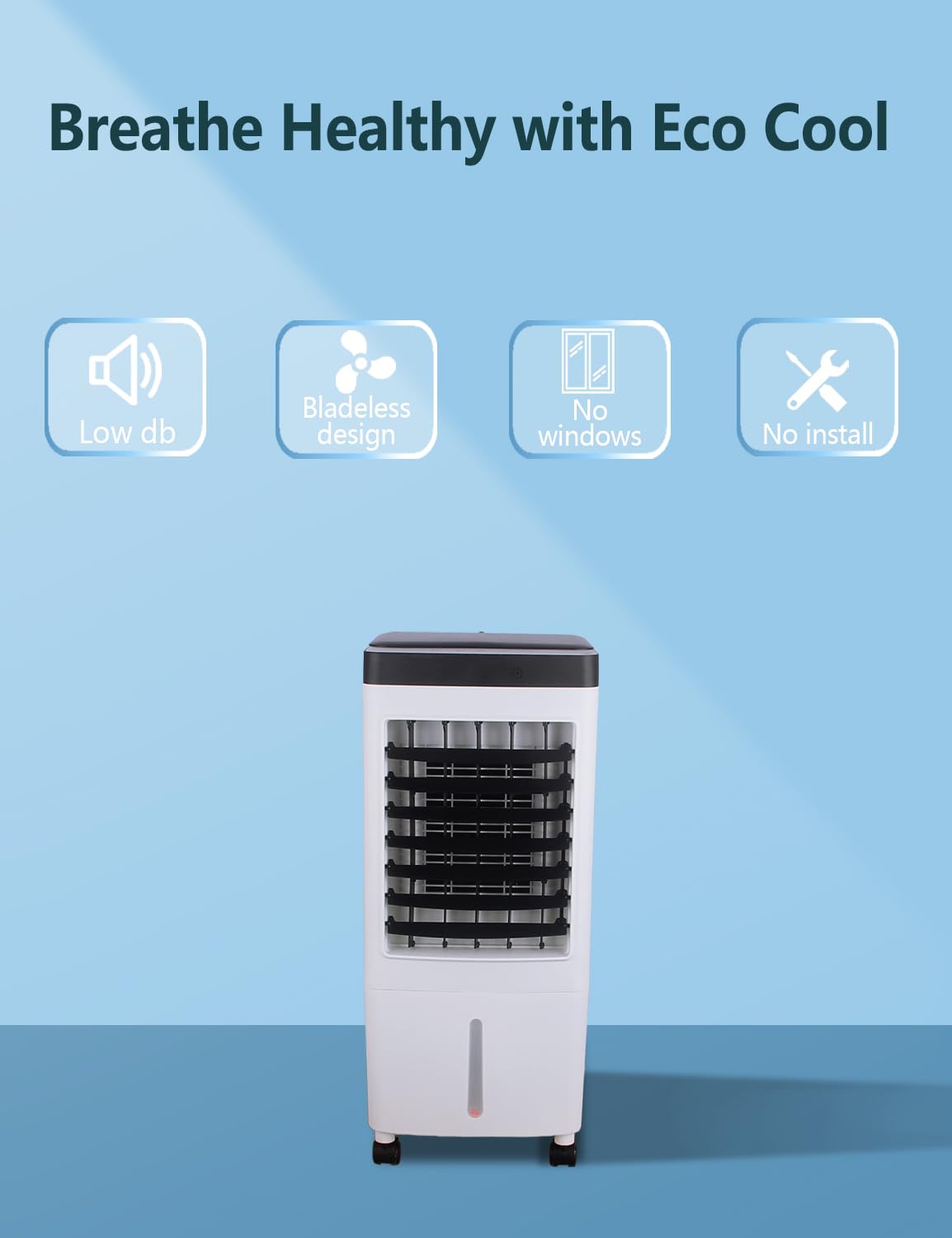 3-IN-1 Evaporative Air Cooler - Portable Air Conditioner with Ultra-Quiet Operation, No Window Needed & Dual Control - Easy Installation for Bedroom, Office, Living Room - Perfect for Summer Cooling & Indoor Comfort
