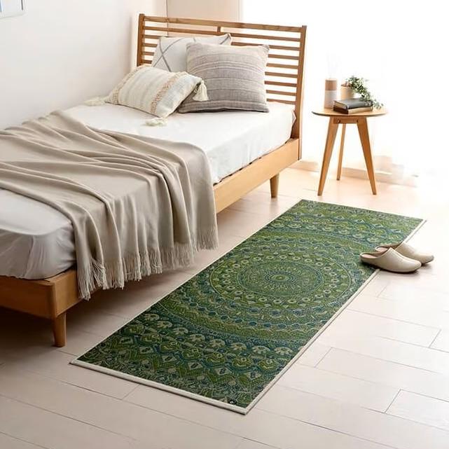 Ikehiko Igusa Rush Grass Tatami Yoga Mat - Natural Green Mandala Pattern, 185cm for Meditation, Yoga & Home Decor