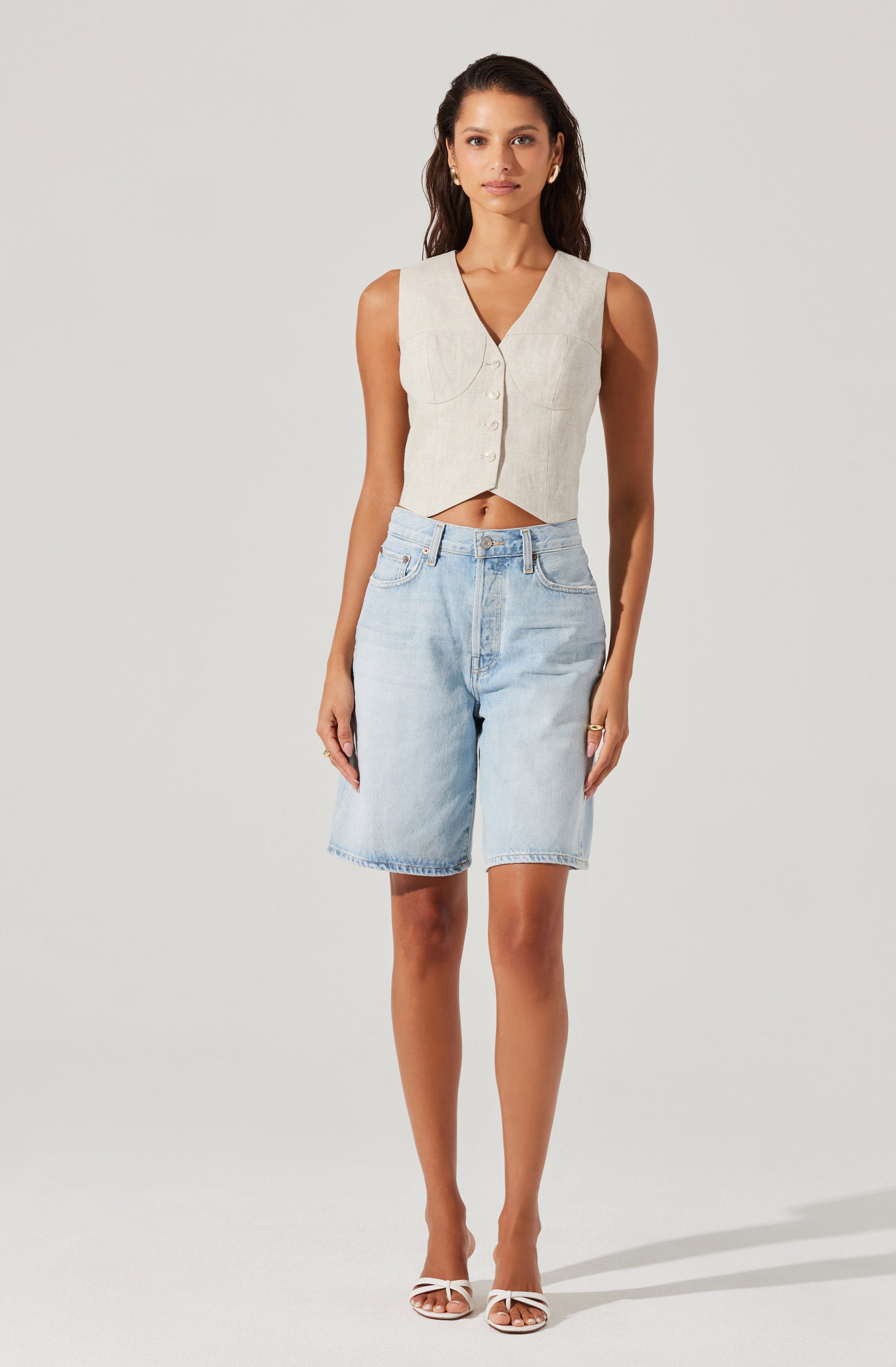 Ossa Linen Cropped Vest for Women | Lightweight Summer Layering Piece | Perfect for Beach, Travel & Casual Outfits