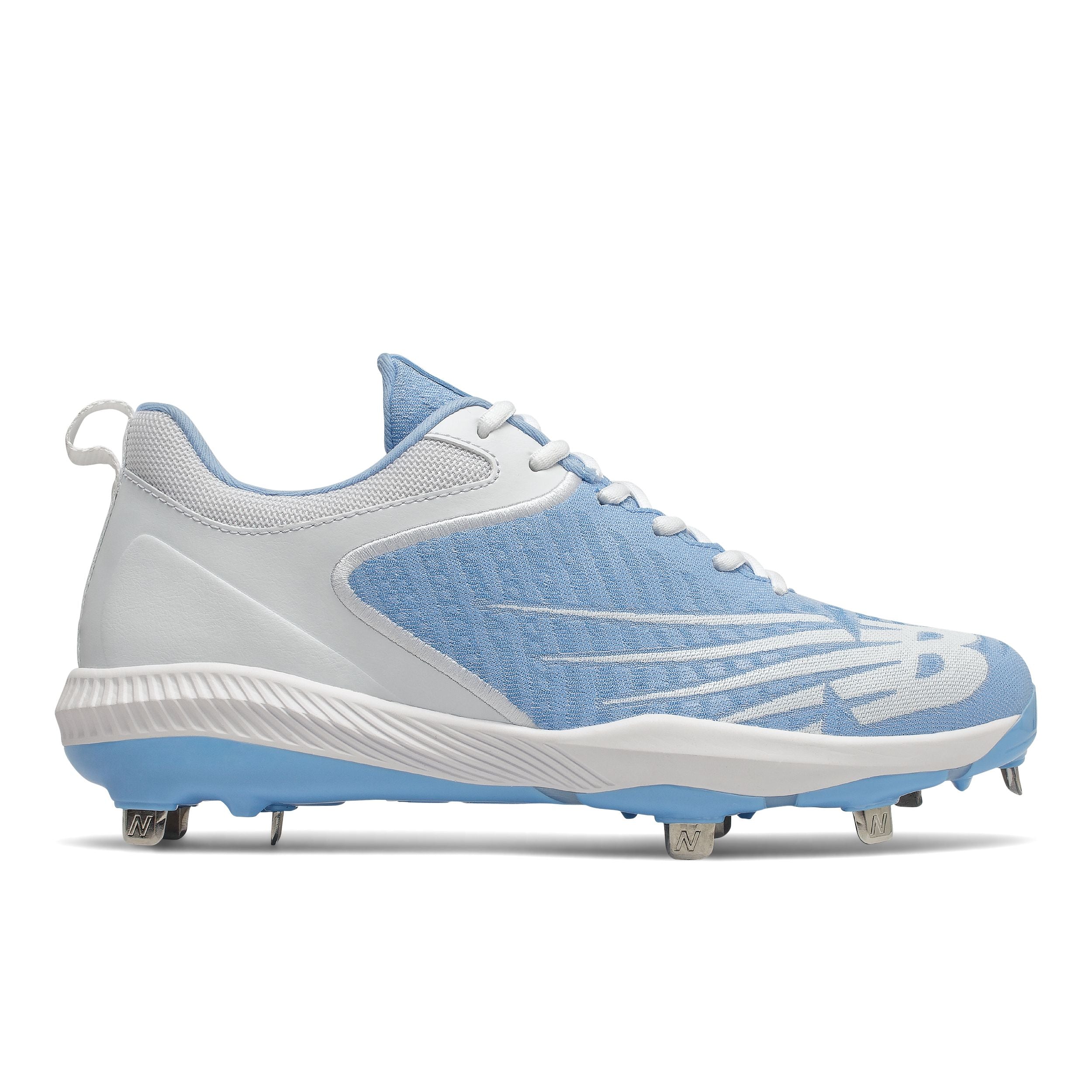 New Balance FuelCell 4040v6 Carolina White Low Metal Cleats for Men - Lightweight Baseball & Soccer Cleats with Enhanced Traction for Field Sports