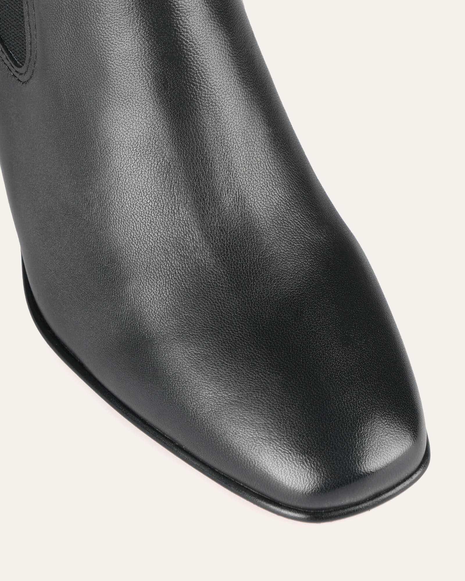 Black Leather Diamond Mid Ankle Boots for Women - Stylish & Comfortable Winter Boots for Casual Outfits, Office Wear & Night Out