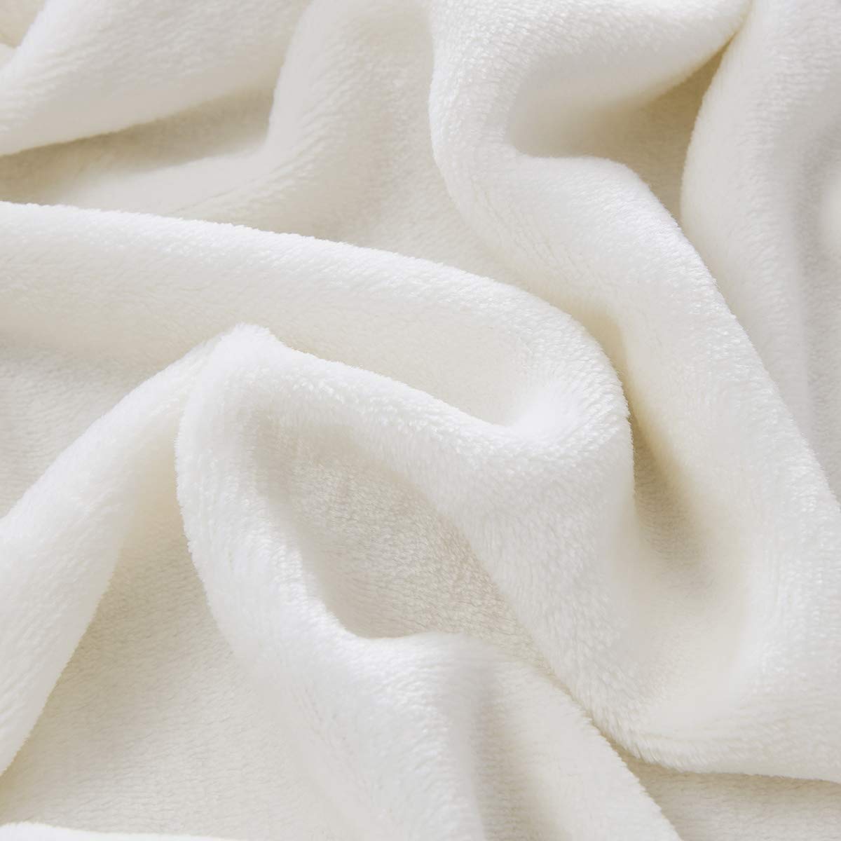 BOURINA Queen Size Fleece Blanket - 90x90 Inch Lightweight Microfiber Throw Blanket for Sofa, Couch & Bed | Soft Flannel Blanket for Camping, Travel & Home Use | Cozy White Blanket for Winter, Gifts & Relaxation