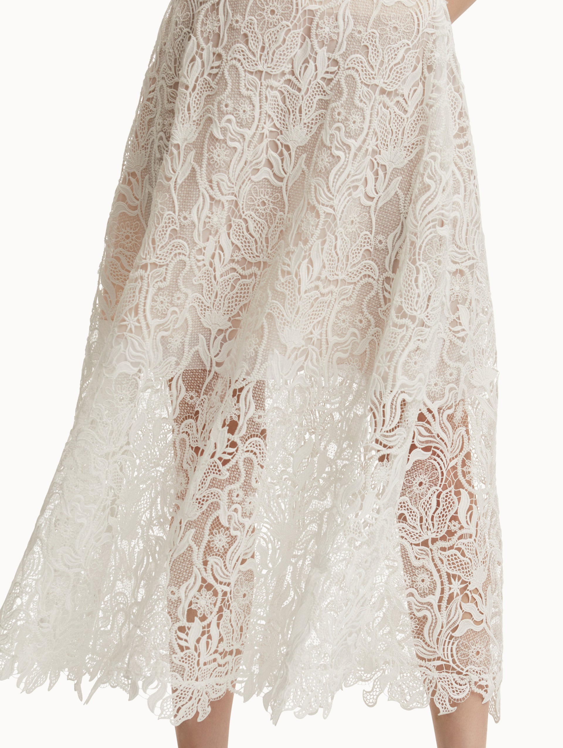 Bellflower Guipure Lace Skirt for Women - Elegant Floral Embroidery Midi Skirt | Perfect for Weddings, Parties & Summer Outfits
