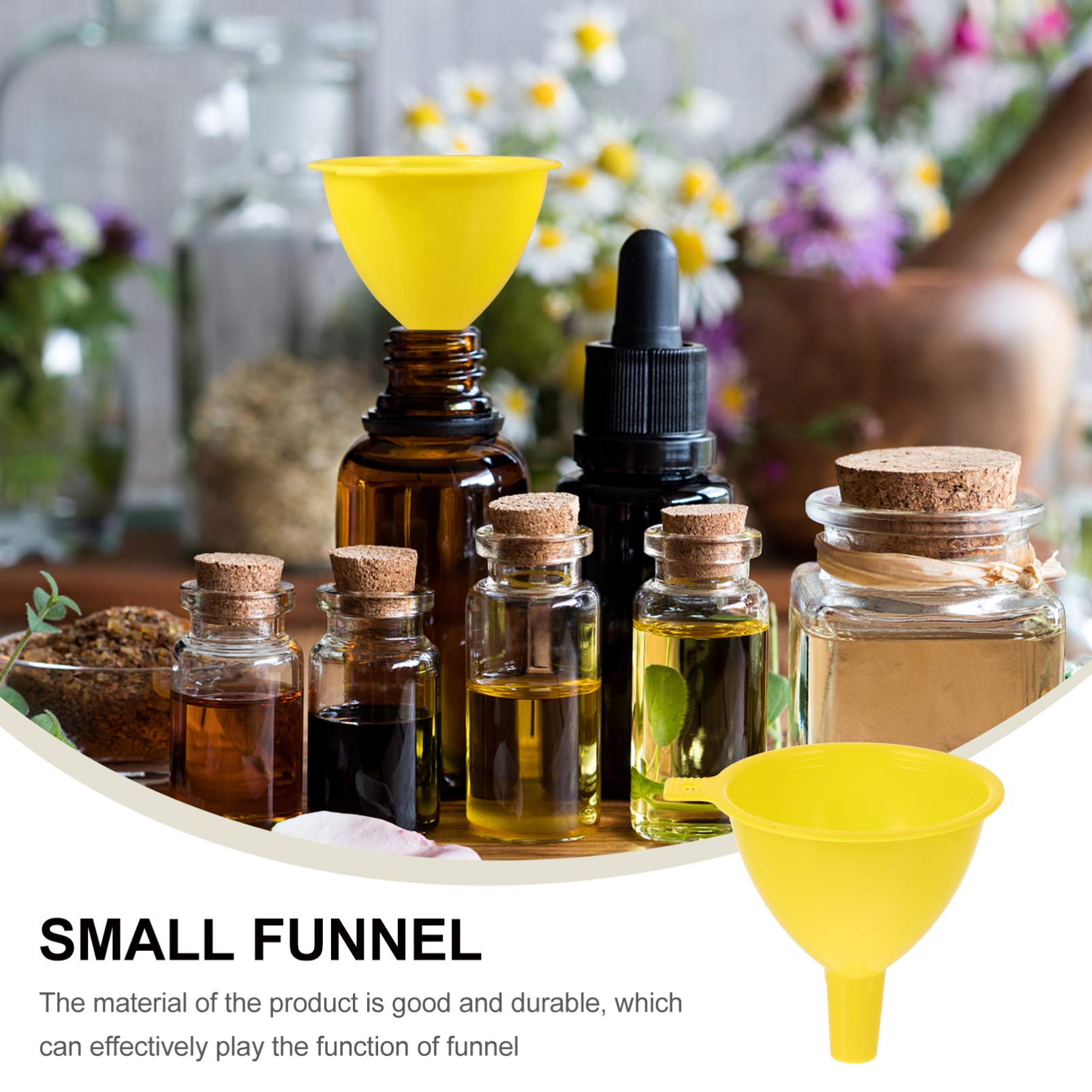 Baluue Mini Funnel Set - 20pcs Small 5cm Liquid Funnels for Lab Bottles, Essential Oils, Perfumes, Spices & Condiments | Durable Plastic Filter Funnel for Science Labs, Sand Art, Cooking & DIY Projects