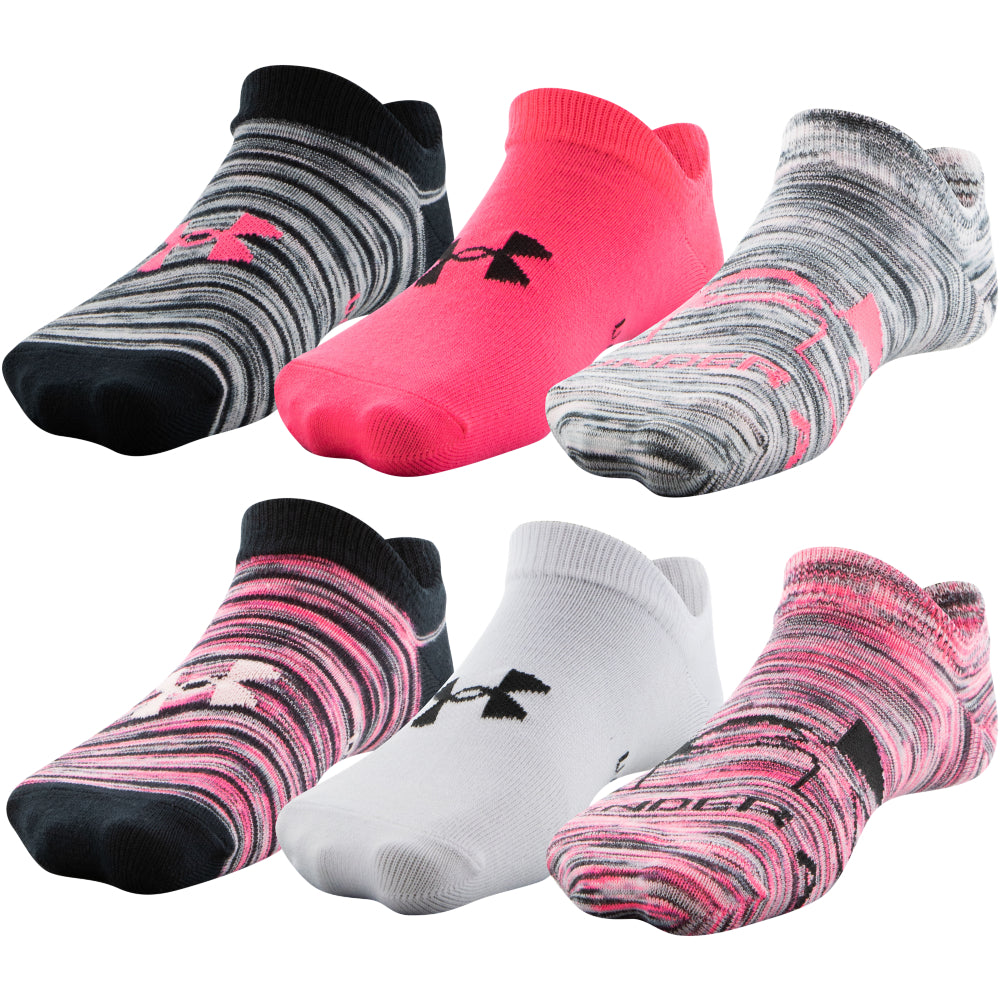 Under Armour Youth Essential No Show Socks 6-Pack for Girls - Breathable & Cushioned Athletic Socks for Running, School & Everyday Comfort