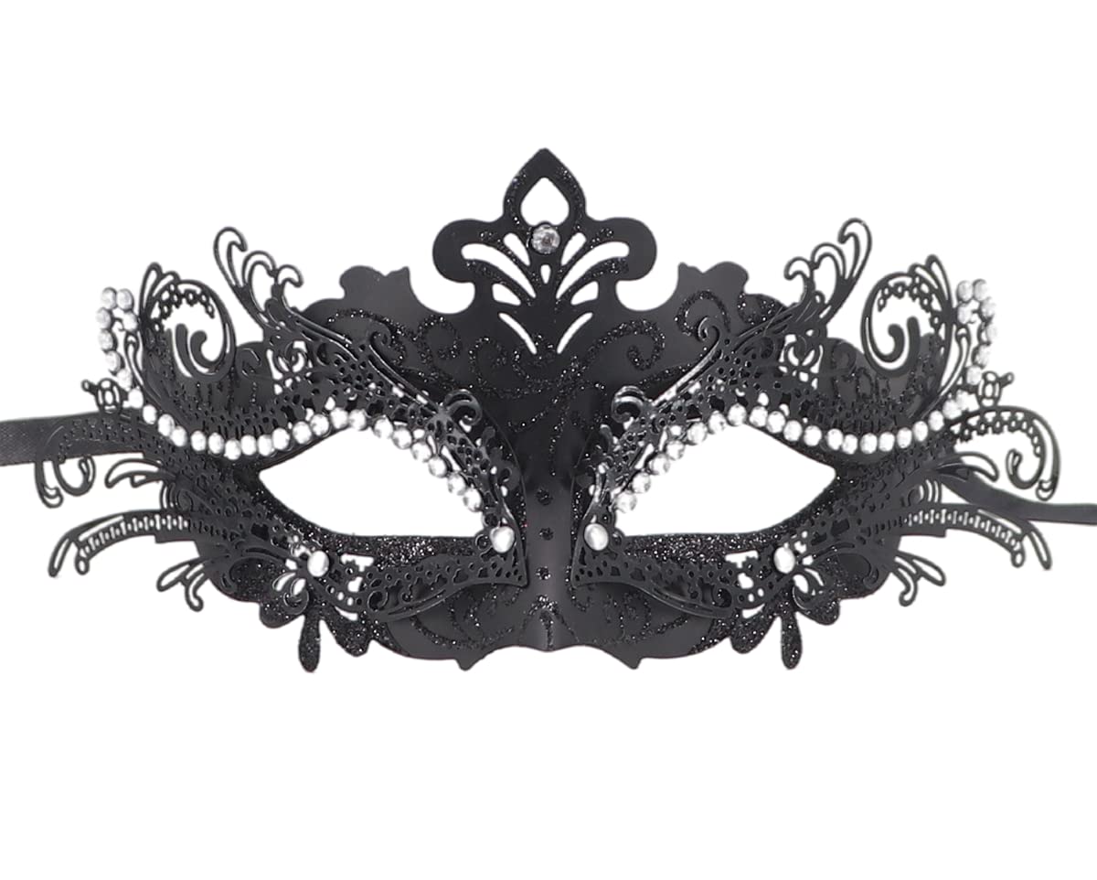 Coolwife Couples Masquerade Masks - Elegant Venetian Style Metal Masks for Mardi Gras, Prom, Evening Party & Costume Events - Perfect for Halloween, Ballroom Dances & Themed Weddings