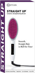 Instyler STRAIGHT UP Pro Straightening Brush - 1 Inch Ceramic Ionic Hair Straightener for Smooth & Shiny Hair - Perfect for Home Use, Travel & Salon Styling