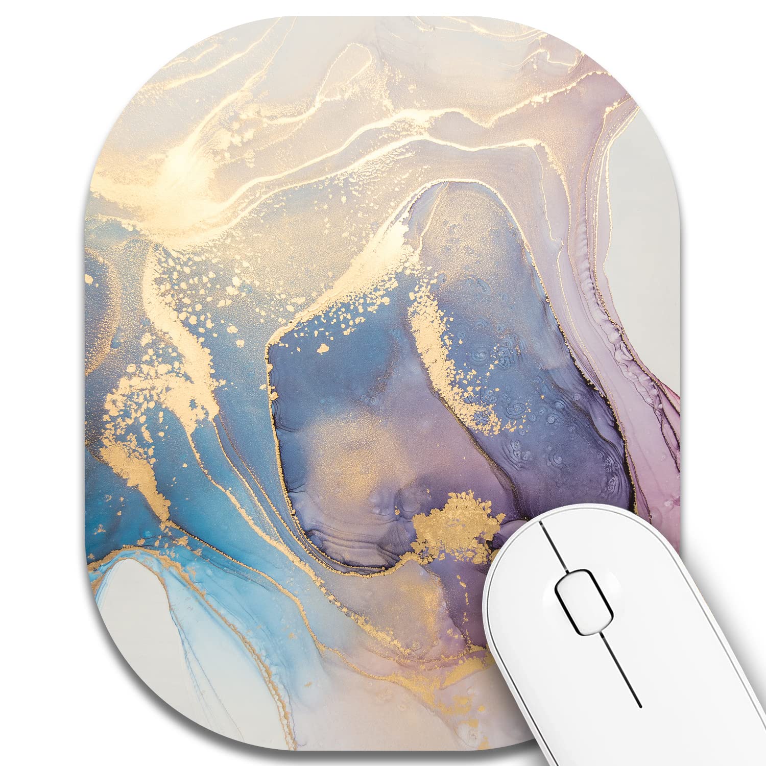 Small Mouse Pad 6x7 Inch - Mini Non-Slip Rubber Base Mouse Mat for Laptop, Wireless Mouse, Home Office & Travel - Waterproof & Durable Desk Accessory - Perfect for Work, Gaming & Study (Marble Design)