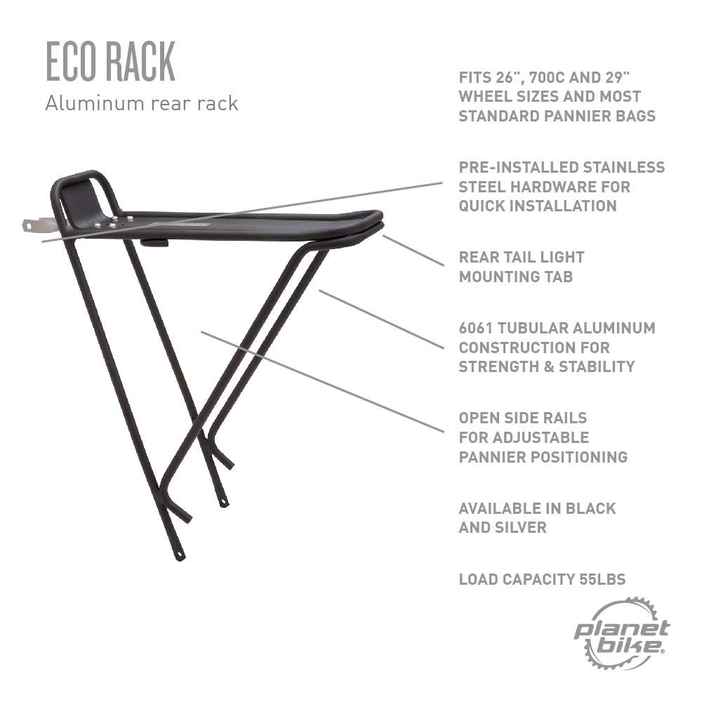 Planet Bike Eco-Friendly Bicycle Rack - Durable & Lightweight Bike Carrier for Commuting, Touring & Outdoor Adventures