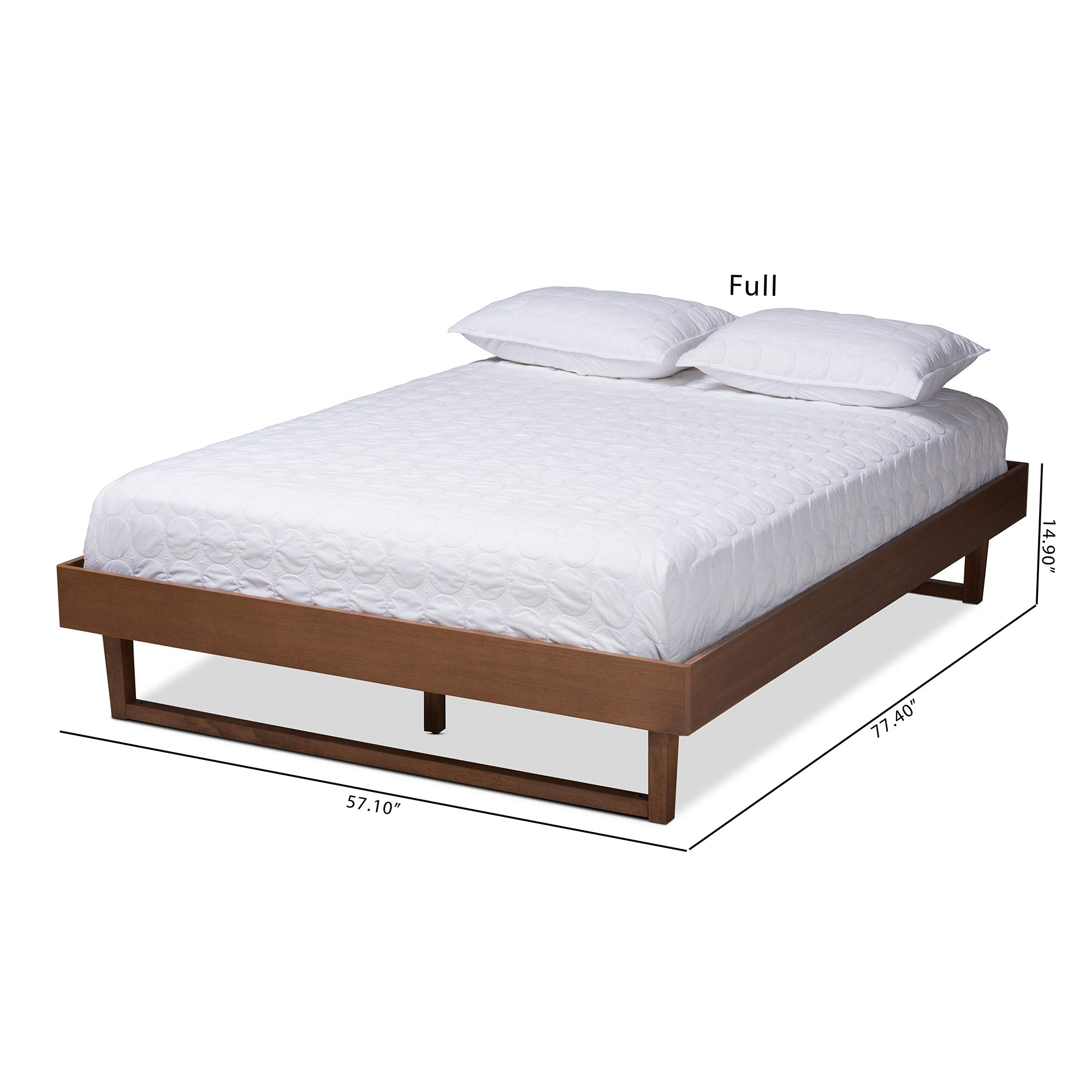 Baxton Studio King Size Bed Frame - Solid Wood Platform Bed with Upholstered Headboard, Dark Brown Finish for Modern Bedroom Decor | Perfect for Master Bedrooms, Guest Rooms & Apartments