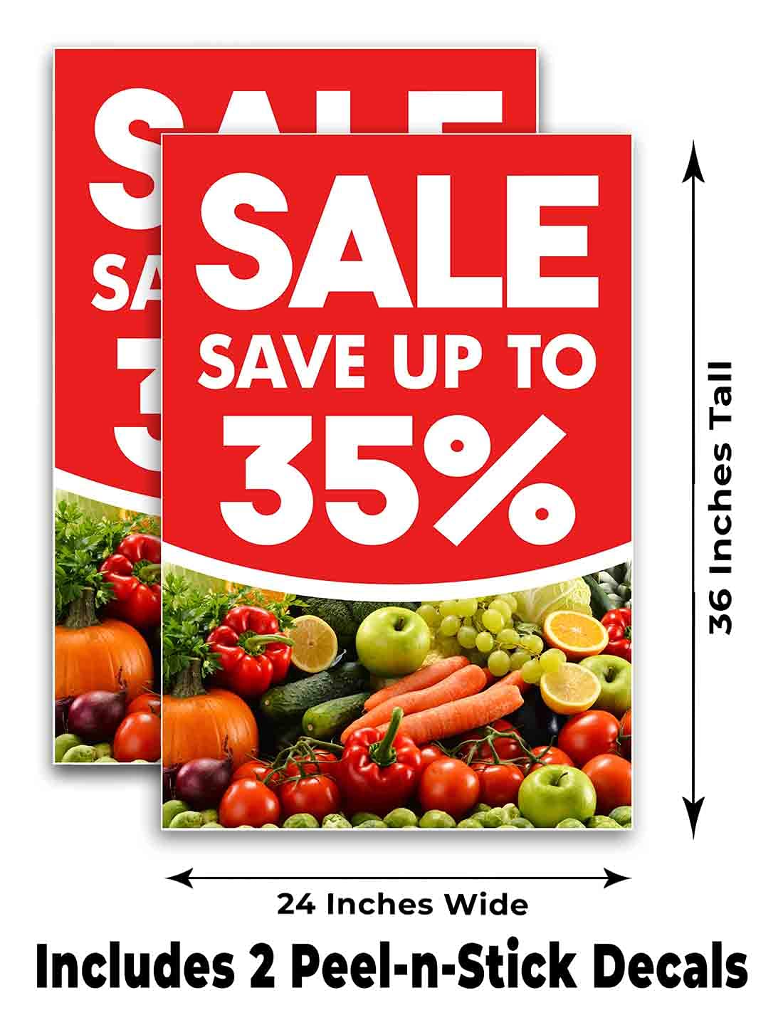 24x36 Vinyl Decal Pack of 2 - Grocery Store Wall Stickers for Home & Shop Decor