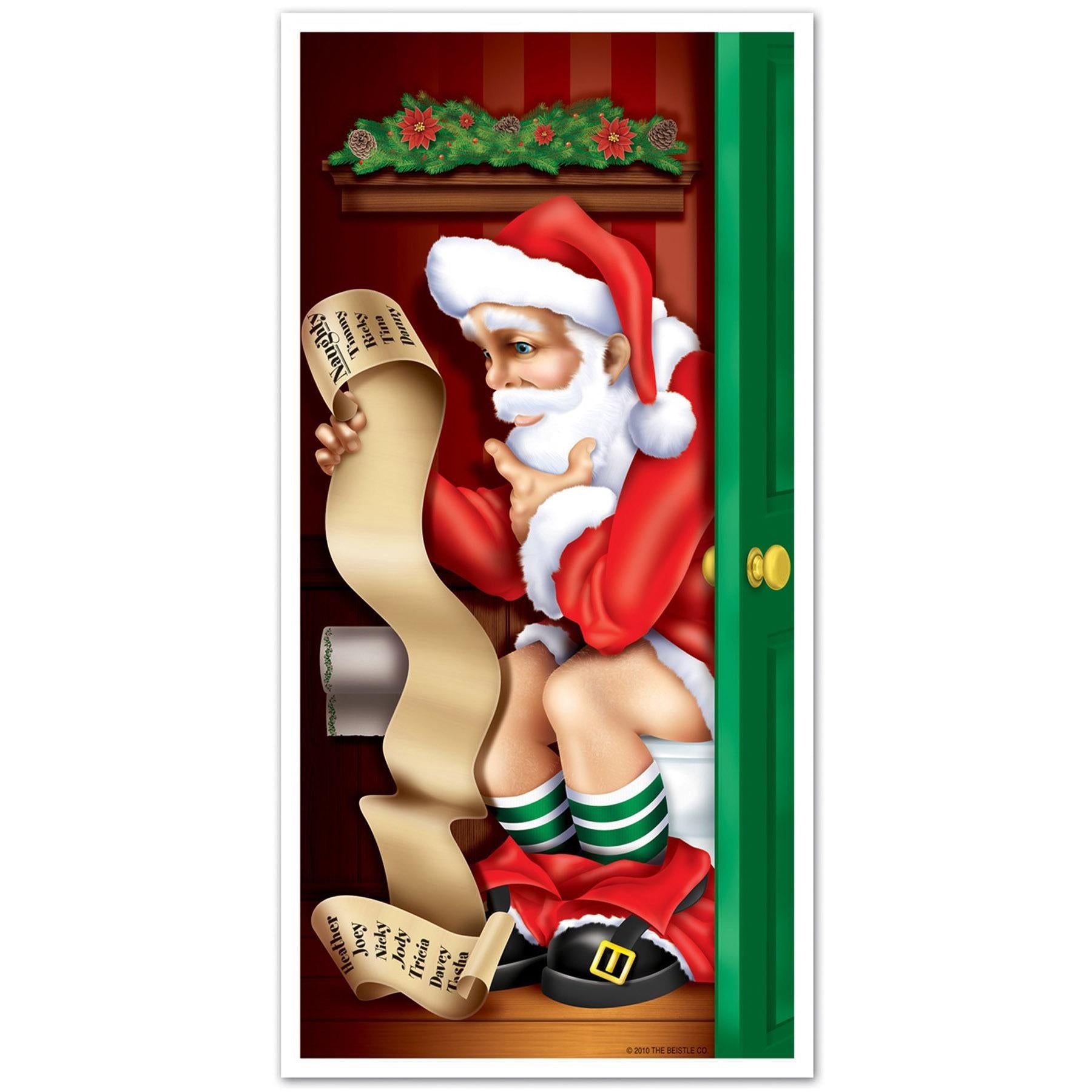 12 Pack Beistle Christmas Santa Restroom Door Cover - Festive Holiday Bathroom Decor for Parties & Home - Perfect for Christmas, Office, and School Decorations